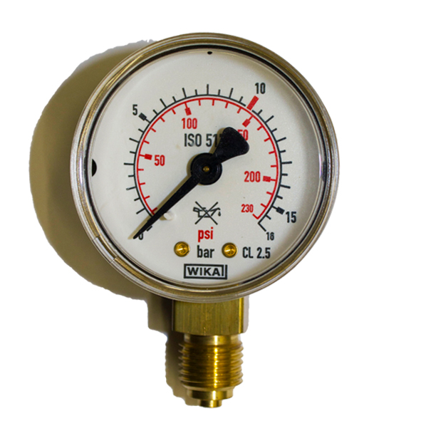 Manometer messing, 50 mm, G1/4" onderaansluiting